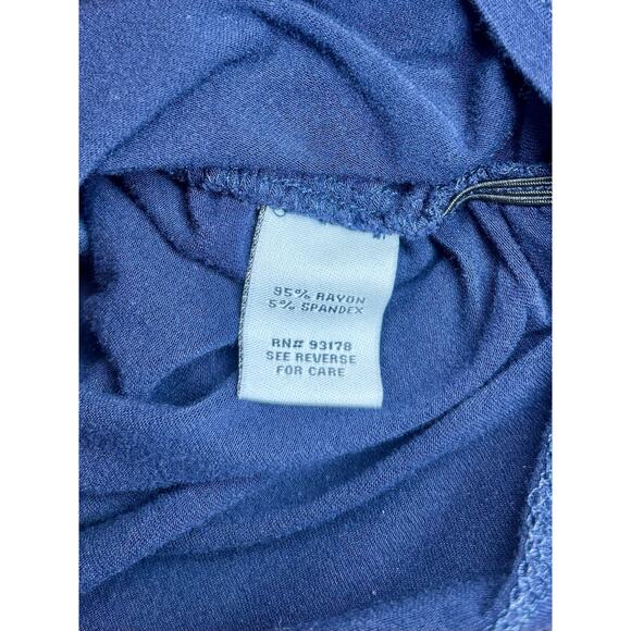 Carmen Marc Valvo Blue Studded Top Size S Ruched Stretch Short Sleeve Night Out - Picture 6 of 6